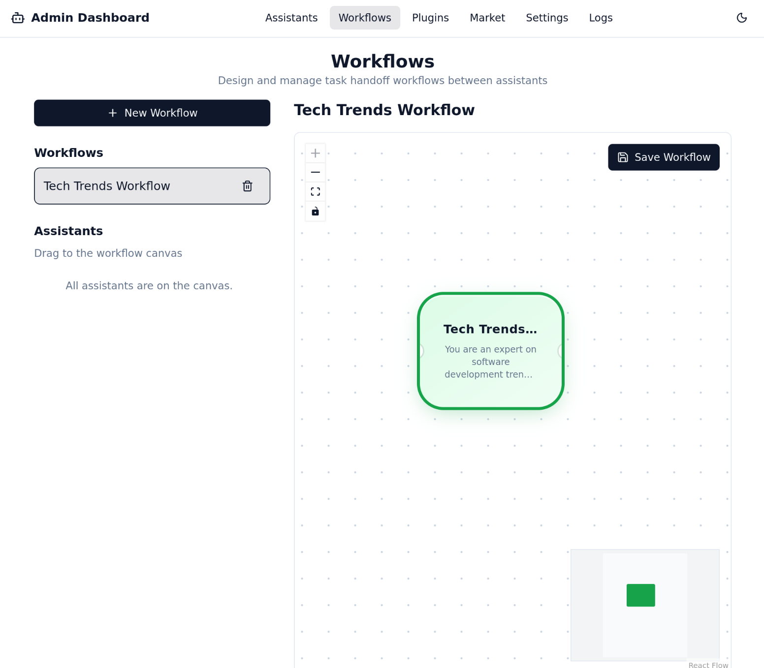 Assigning Assistant to Workflow Screenshot