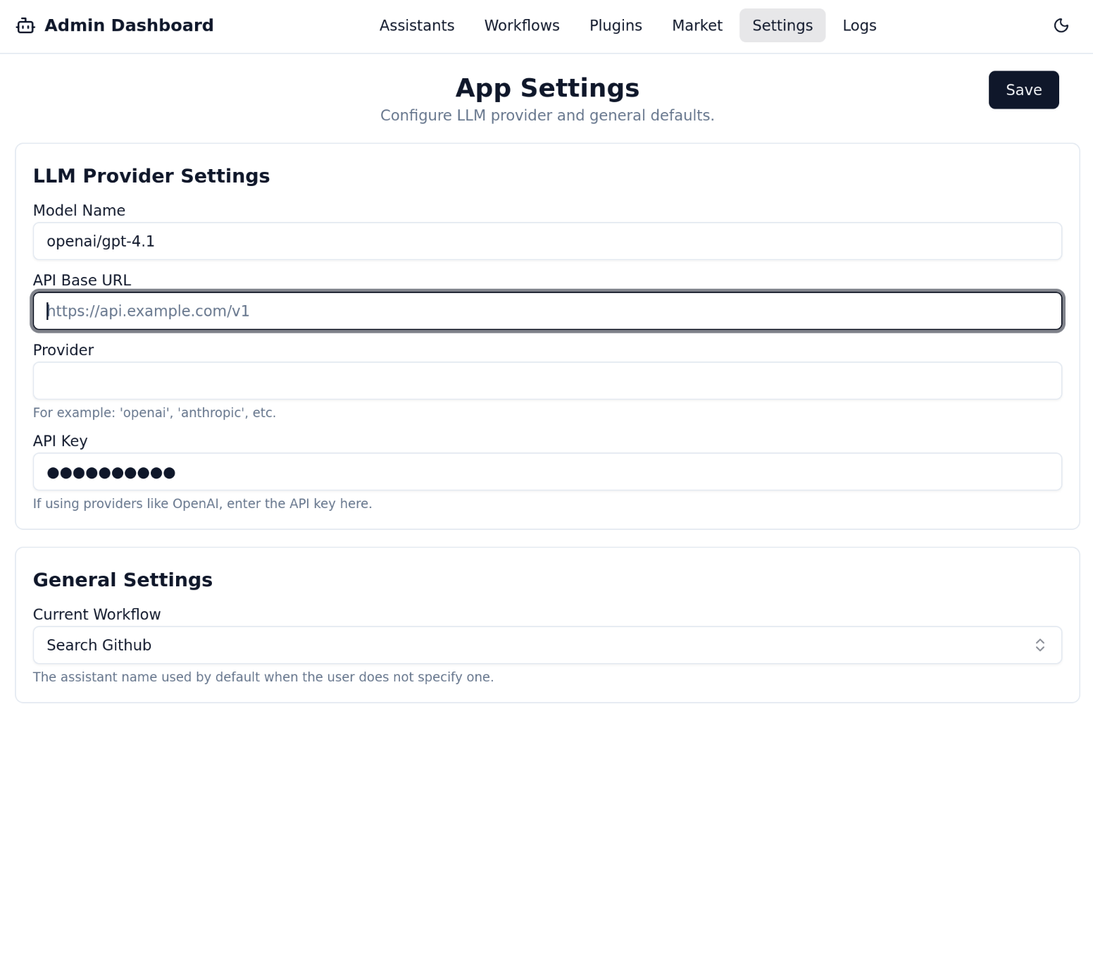 Configuring LLM Settings Screenshot